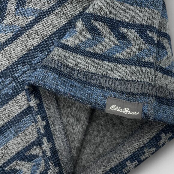 Eddie Bauer Blue Aztec Navajo 1/4 Zip Fleece Pullover Sweater Mens Large Tall LT - Picture 4 of 9